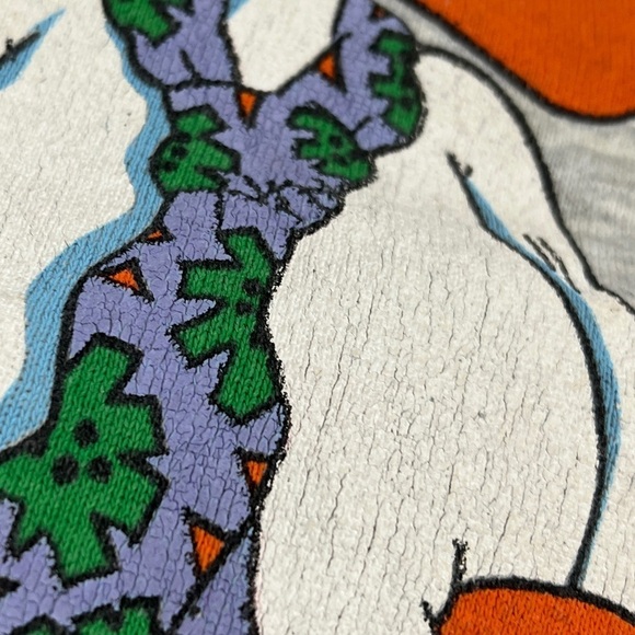 Vintage 1980s Funny Duck Animal Print Cartoon 80s Gray Crewneck Sweatshirt - Picture 5 of 9